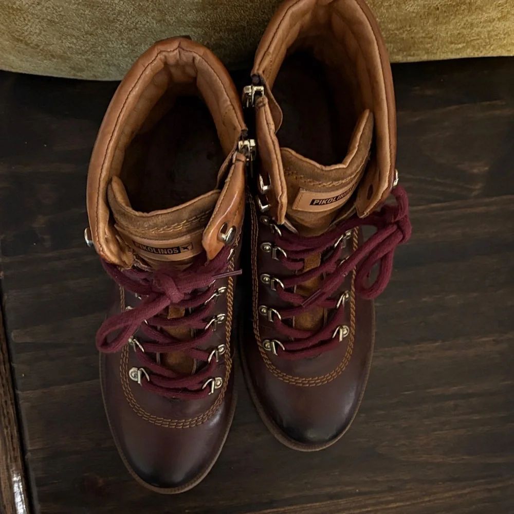 PIKOLINOS Brown and Burgundy Lace Up Boots - Picture 9 of 9